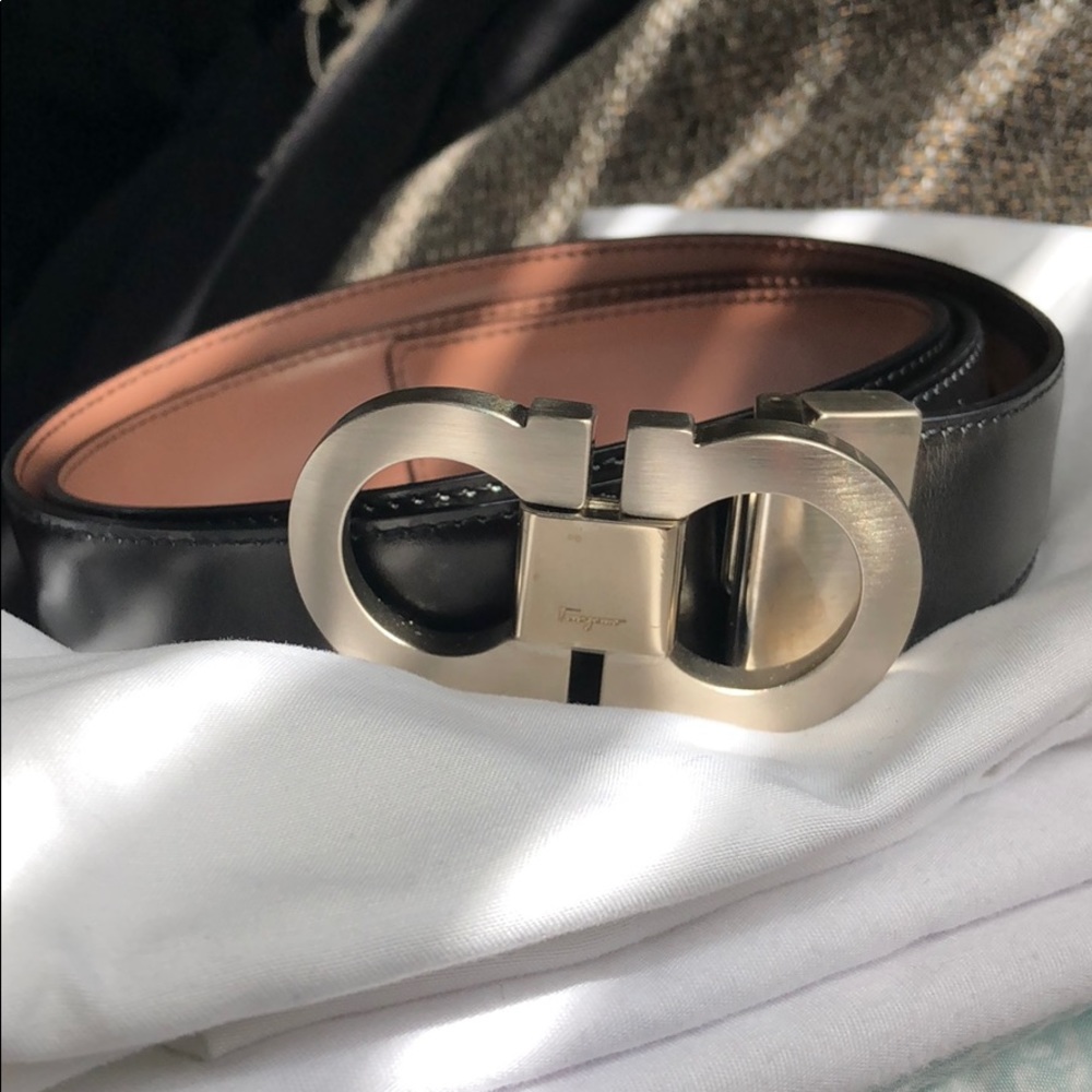Salvatore Ferragamo black and silver woman’s belT